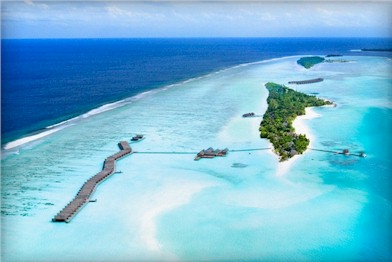 Aerial photo of resort island