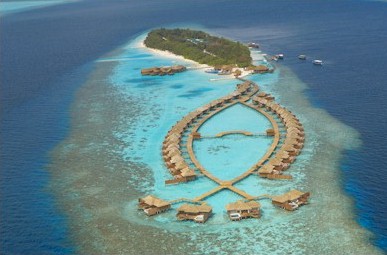 Aerial photo of resort island