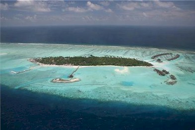Aerial photo of resort island