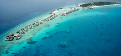 Aerial photo of resort island