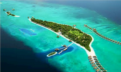 Aerial photo of resort island