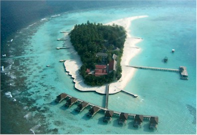 Aerial photo of resort island