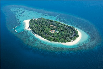 Aerial photo of resort island