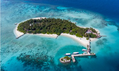 Aerial photo of resort island