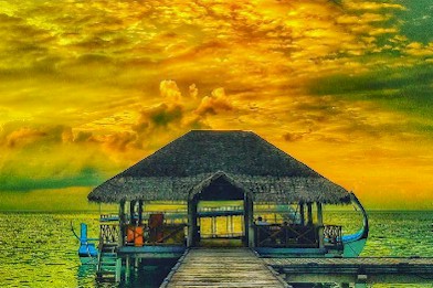 Arrival jetty photo of resort island