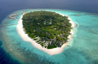 Aerial photo of resort island