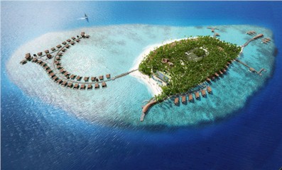 Aerial photo of resort island