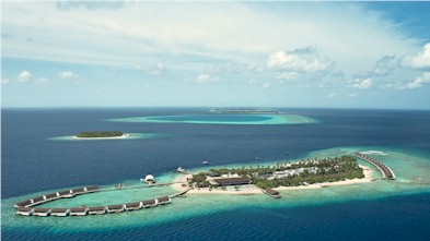 Aerial photo of resort island