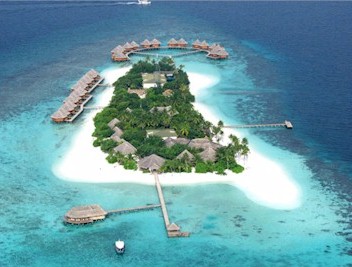 Aerial photo of resort island