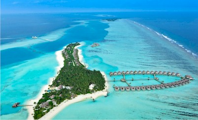 Aerial photo of resort island