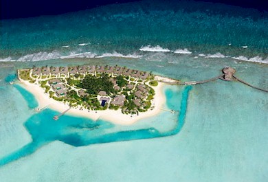 Aerial photo of resort island