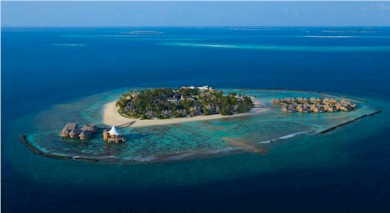 Aerial photo of resort island