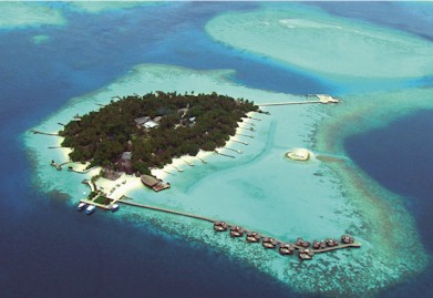 Aerial photo of resort island