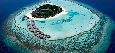 Aerial photo of resort island