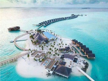 Aerial photo of resort island