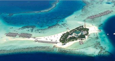 Aerial photo of resort island