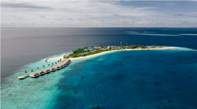Aerial photo of resort island