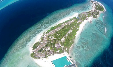 Aerial photo of resort island