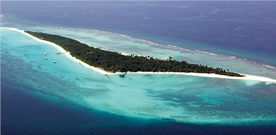 Aerial photo of resort island