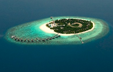 Aerial photo of resort island