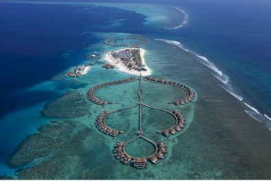 Aerial photo of resort island