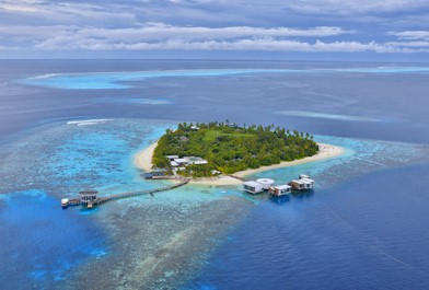 Aerial photo of resort island