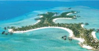 Aerial photo of resort island