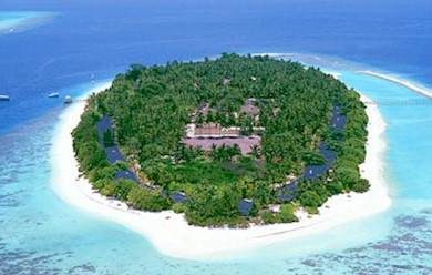 Aerial photo of resort island