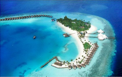 Aerial photo of resort island