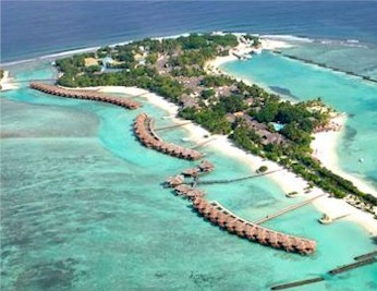 Aerial photo of resort island
