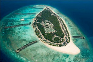Aerial photo of resort island