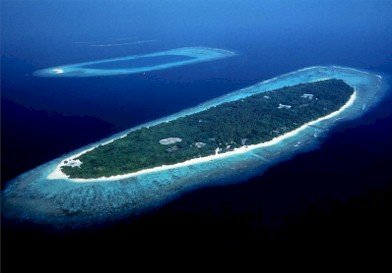 Aerial photo of resort island