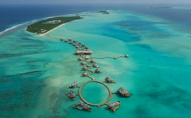 Aerial photo of resort island
