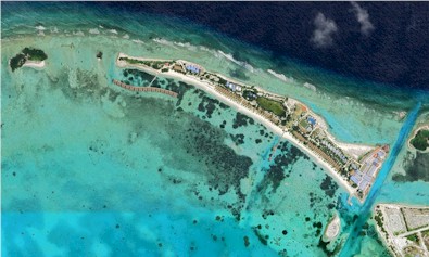 Aerial photo of resort island