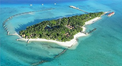 Aerial photo of resort island
