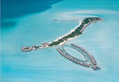 Aerial photo of resort island