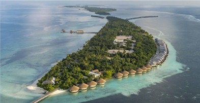 Aerial photo of resort island