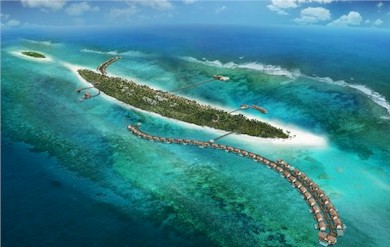 Aerial photo of resort island