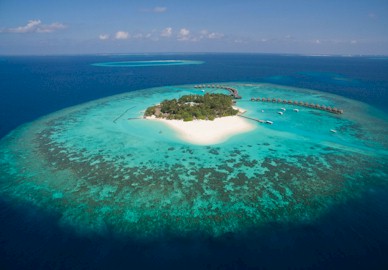 Aerial photo of resort island