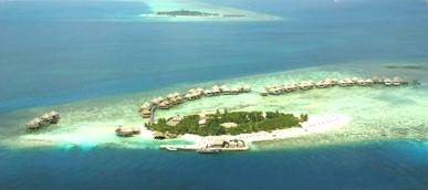 Aerial photo of resort island