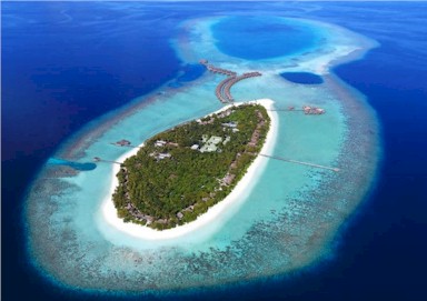 Aerial photo of resort island