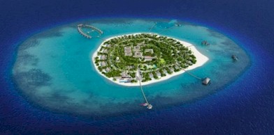 Aerial photo of resort island