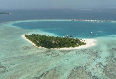 Aerial photo of resort island