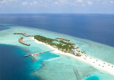 Aerial photo of resort island