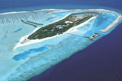 Aerial photo of resort island