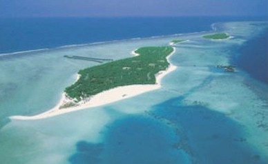 Aerial photo of resort island