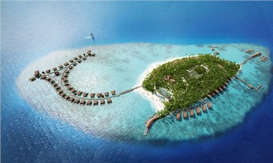 Aerial photo of resort island