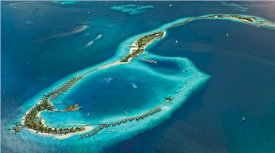 Aerial photo of resort island